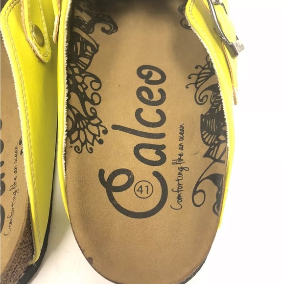 Calceo Yellow Colored And Brown Dachshund Dog Patterned Clogs - Picture 5 of 7